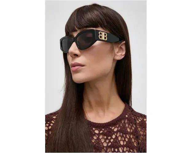 Balenciaga ochelari de soare femei, culoarea negru, BB0324SK