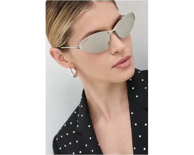 Balenciaga ochelari de soare femei, culoarea argintiu, BB0335S