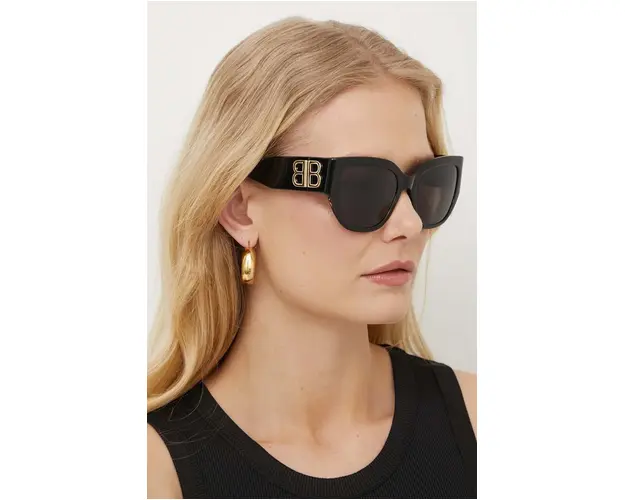 Balenciaga ochelari de soare femei, culoarea negru, BB0323SK