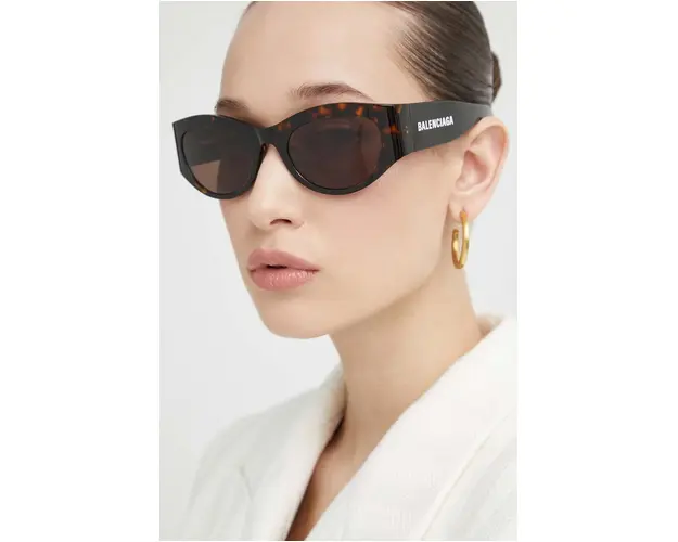 Balenciaga ochelari de soare femei, culoarea maro, BB0330SK
