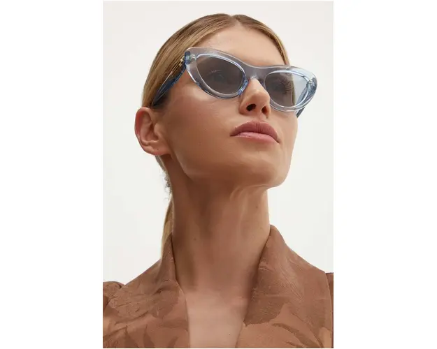 Bottega Veneta ochelari de soare femei, culoarea turcoaz, BV1282S