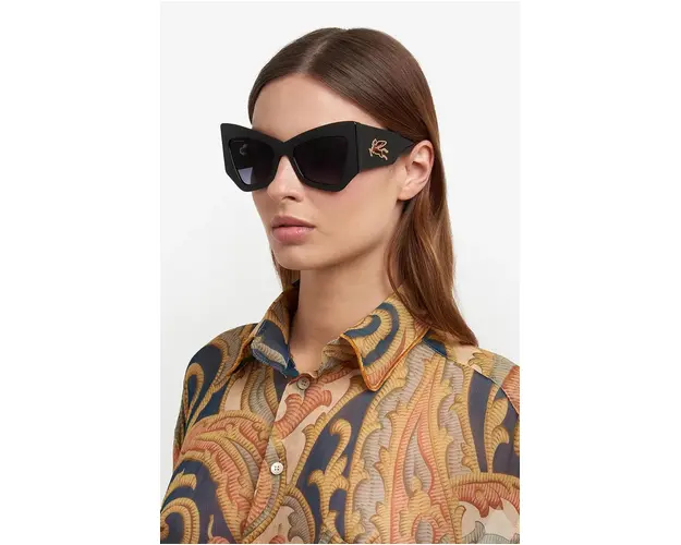 Etro ochelari de soare femei, culoarea negru, ETROMANIA