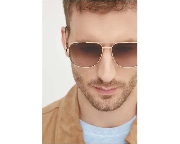 Gucci ochelari de soare barbati, culoarea auriu