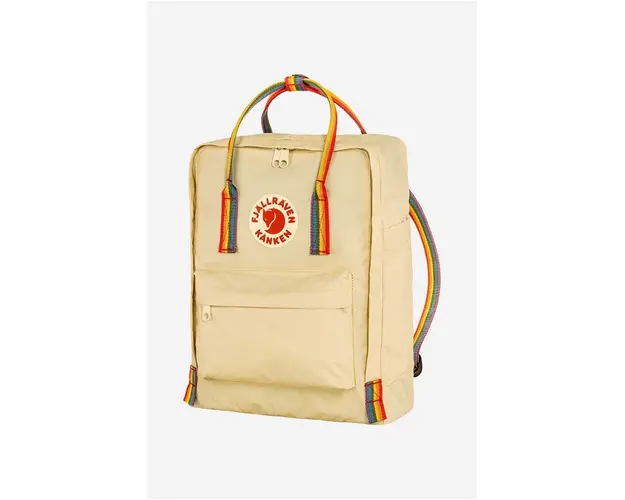 Fjallraven rucsac Rainbow Kanken culoarea bej, mare, cu imprimeu F23620.115.907-907