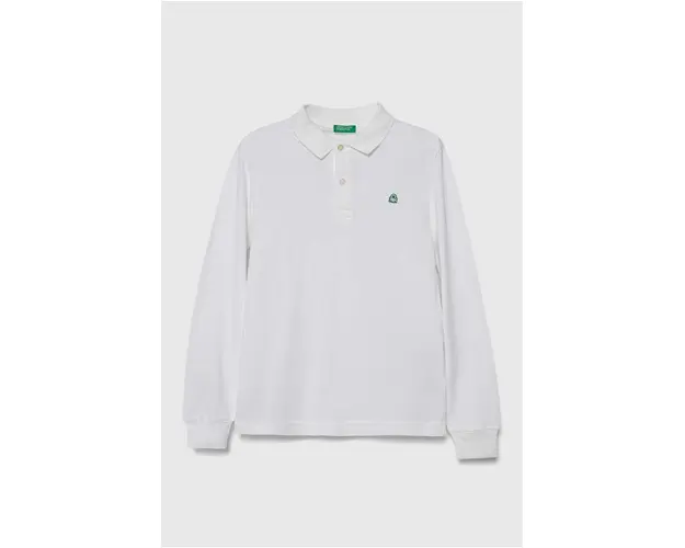 United Colors of Benetton longsleeve din bumbac pentru copii culoarea alb, melanj