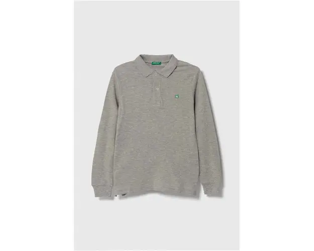 United Colors of Benetton longsleeve din bumbac pentru copii culoarea gri, melanj