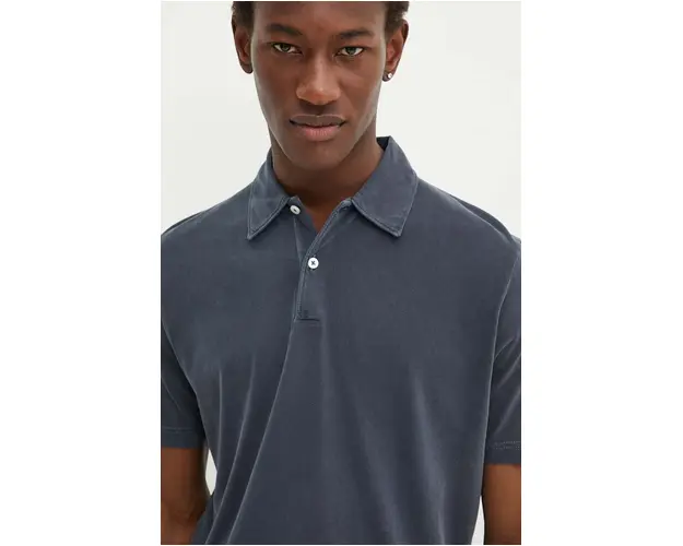 Marc O'Polo polo de bumbac culoarea albastru marin, neted