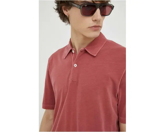 Marc O'Polo polo de bumbac culoarea bordo, neted