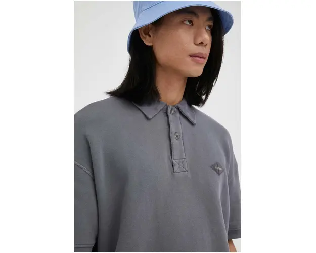 American Vintage bluza culoarea gri, neted