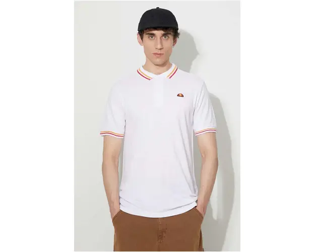 Ellesse polo de bumbac culoarea alb, neted SHR18077-WHITE