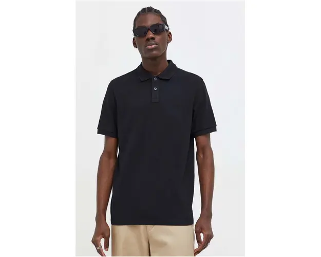 Marc O'Polo polo de bumbac culoarea negru, neted