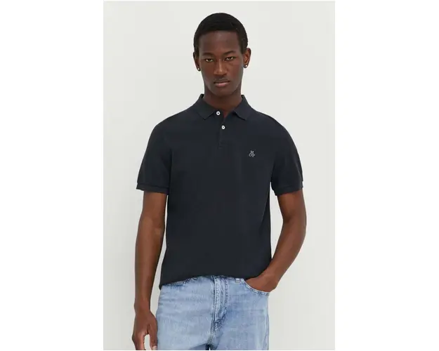 Marc O'Polo polo de bumbac culoarea albastru marin, neted