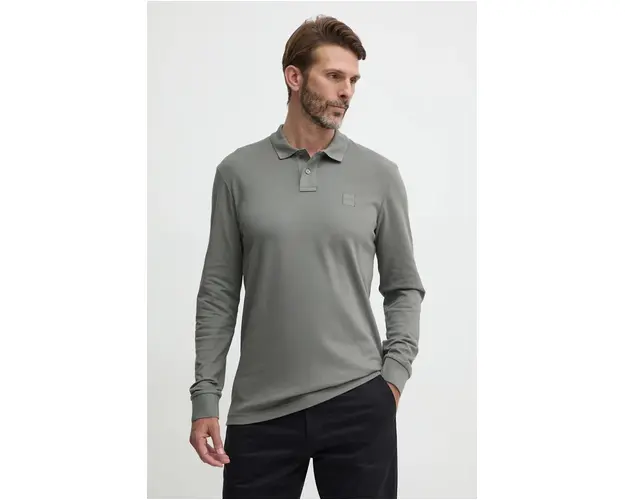 Boss Orange longsleeve barbati, culoarea gri, neted, 50507704