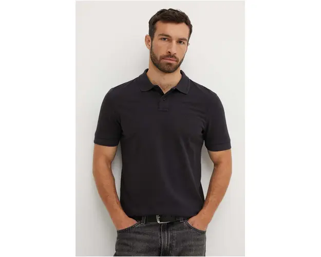 Boss Orange polo de bumbac culoarea negru, neted, 50507813