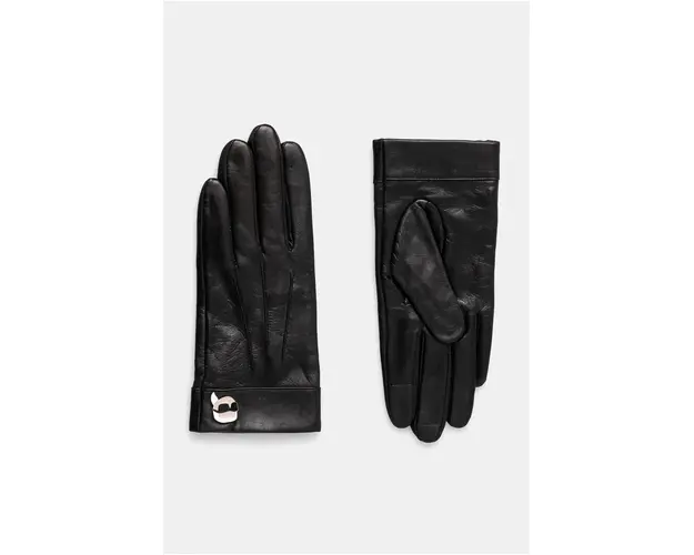 Karl Lagerfeld manusi de piele femei, culoarea negru, 246W3607