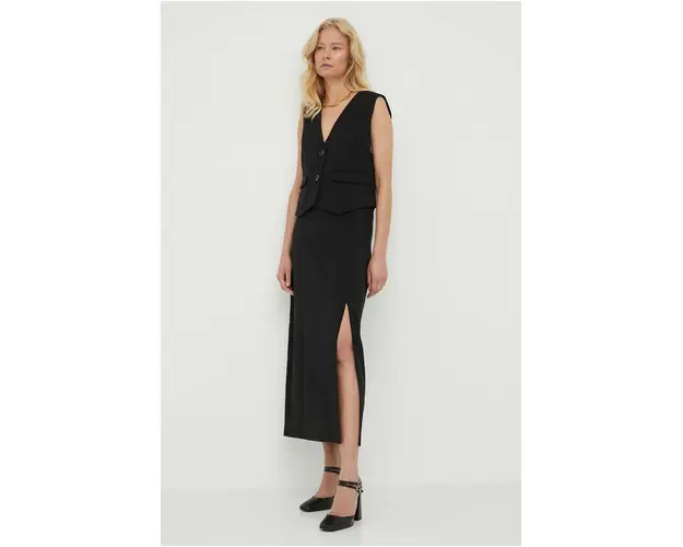 Gestuz fusta culoarea negru, maxi, drept 10906723