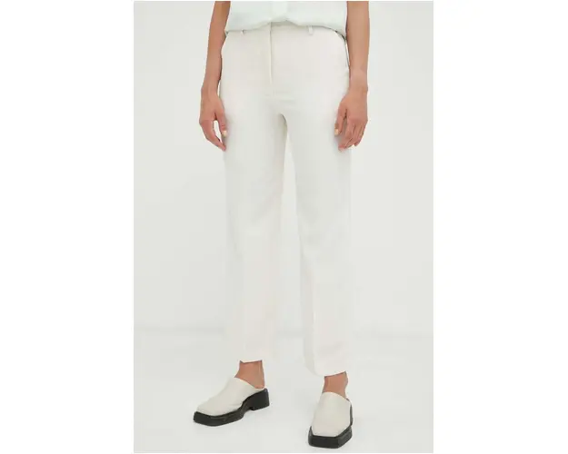 Day Birger et Mikkelsen pantaloni femei, culoarea bej, drept, high waist