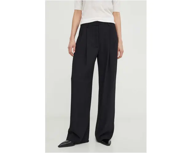 Day Birger et Mikkelsen pantaloni femei, culoarea negru, lat, high waist