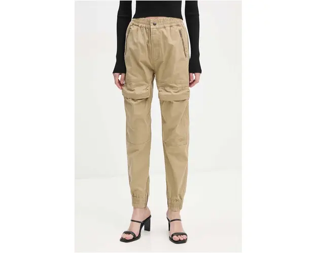 Diesel pantaloni P-RIDE femei, culoarea bej, high waist, A14539.0SKAM