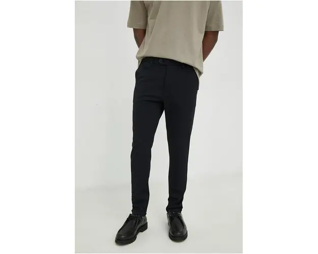Les Deux pantaloni barbati, culoarea albastru marin, mulata