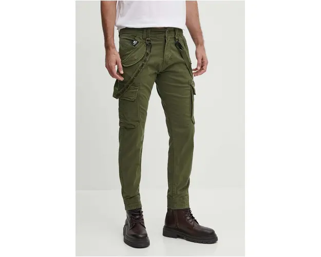 Alpha Industries pantaloni Utility Pant barbati, culoarea verde, cu fit cargo