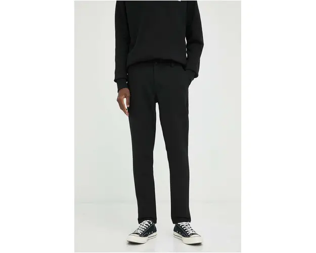 Samsoe Samsoe pantaloni barbati, culoarea negru, mulata