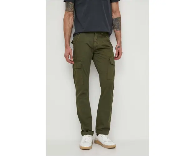 Alpha Industries pantaloni de bumbac Agent Pant culoarea verde, drept 158205.142-green