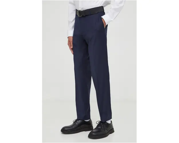 Tiger Of Sweden pantaloni din lana culoarea albastru marin, mulata