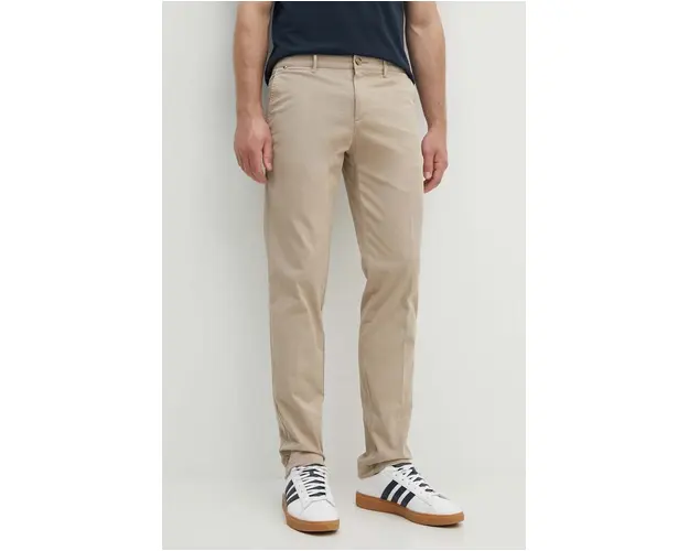 BOSS pantaloni barbati, culoarea bej, drept, 50487976