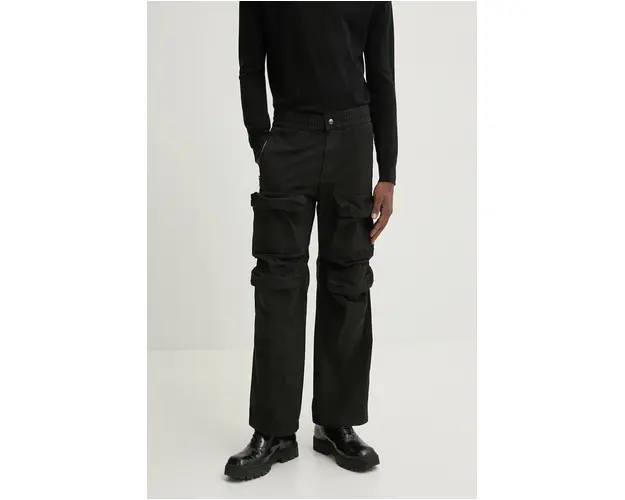 Diesel pantaloni de bumbac P-DANZEL culoarea negru, cu fitcargo, A14759.0SKAE