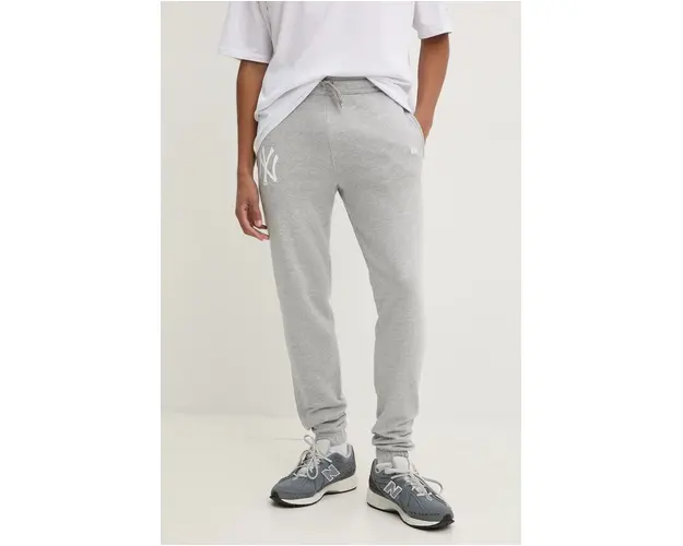 New Era pantaloni de trening NEW YORK YANKEES culoarea gri, cu imprimeu, 60416729