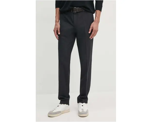 BOSS pantaloni de lana culoarea gri, mulata, 50480009