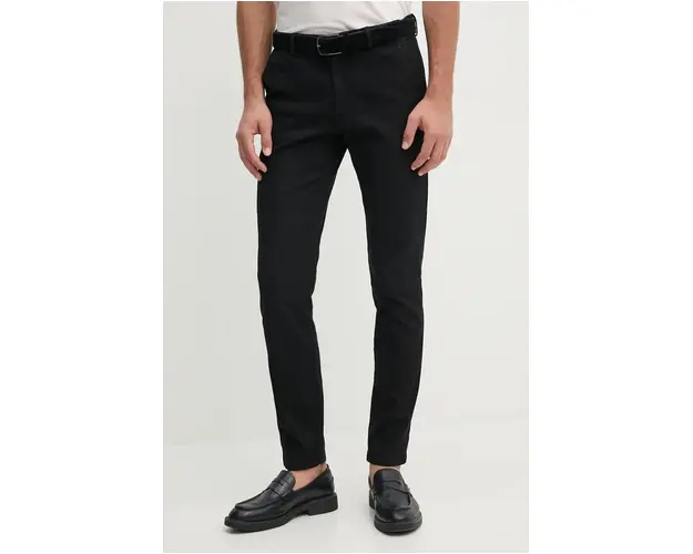 BOSS pantaloni barbati, culoarea negru, mulata, 50485788