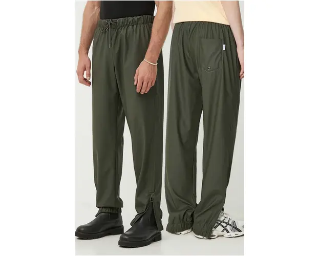 Rains pantaloni impermeabili 18560-GREEN Rain Pants Regular culoarea verde, drept, medium waist