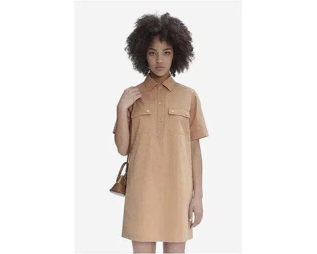 A.P.C. rochie din bumbac culoarea bej, mini, drept COGBM.F05953-BEIGE