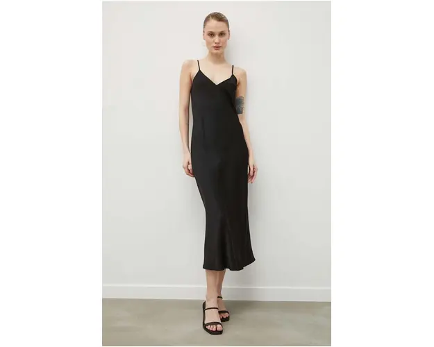 Samsoe Samsoe rochie culoarea negru, midi, drept