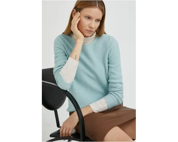 Marc O'Polo pulover de bumbac femei, culoarea turcoaz,