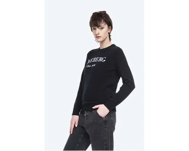 Iceberg pulover de casmir culoarea negru, light