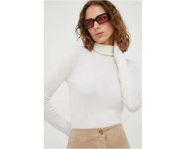Day Birger et Mikkelsen pulover de lana Sierra femei, culoarea bej, light, cu guler