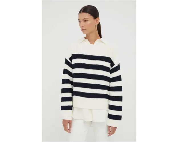 Marc O'Polo pulover de bumbac culoarea albastru marin, light