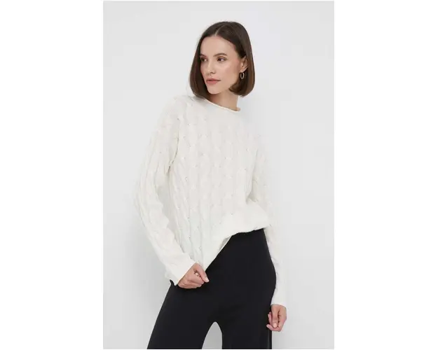 United Colors of Benetton pulover din amestec de lana femei, culoarea bej, cu turtleneck