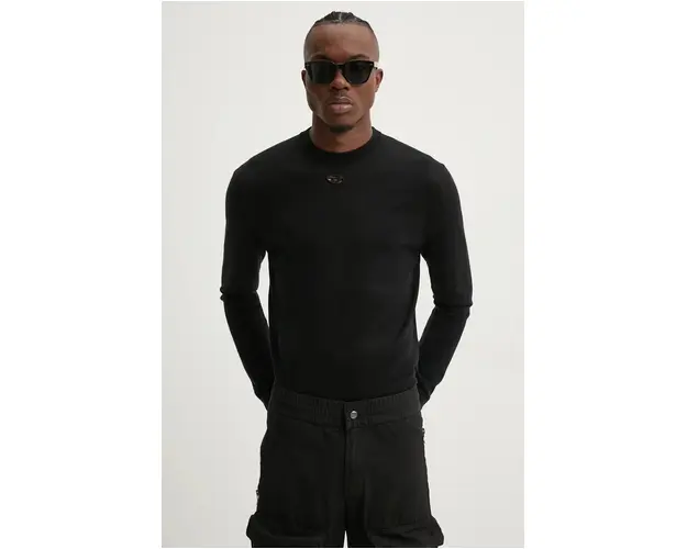 Diesel pulover de lana K-GARTH barbati, culoarea negru, light, A12444.0CHAU