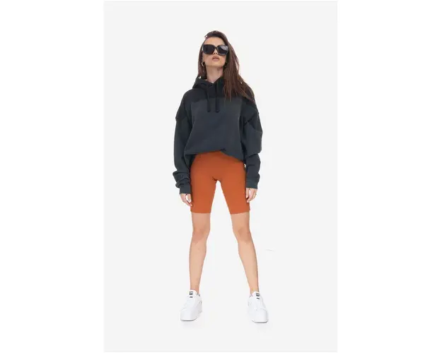 Fjallraven pantaloni scurti Abisko femei, culoarea portocaliu, neted, high waist