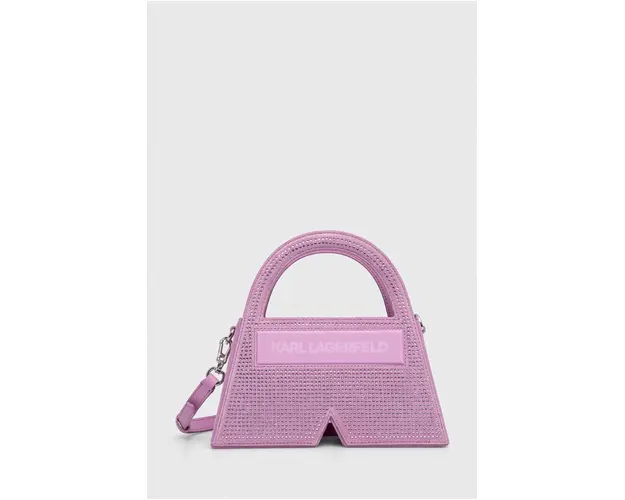 Karl Lagerfeld geanta de mana din piele intoarsa culoarea roz