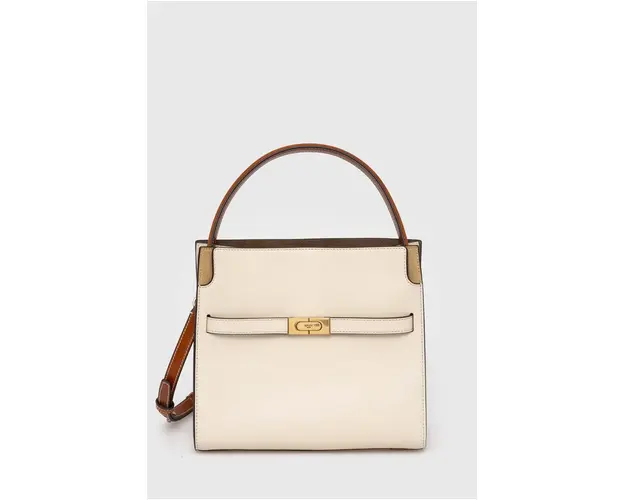 Tory Burch poseta de piele CN culoarea bej, 158641.122