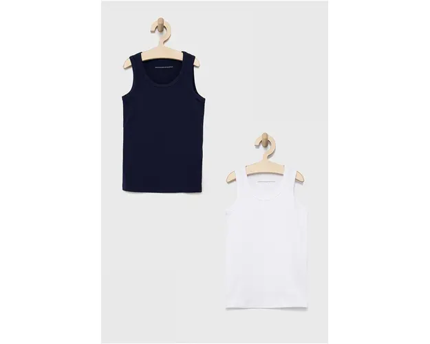 United Colors of Benetton top copii (2-pack) culoarea albastru marin, neted