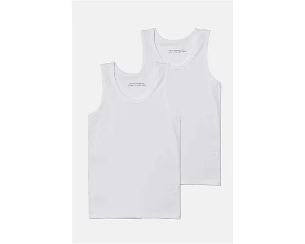 United Colors of Benetton tricou copii 2-pack culoarea alb, neted