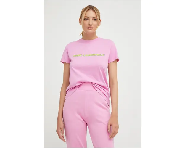 Karl Lagerfeld tricou din bumbac culoarea roz