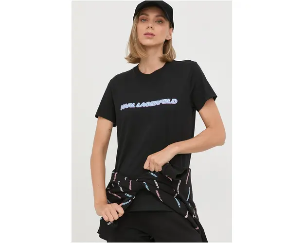 Karl Lagerfeld tricou din bumbac culoarea negru