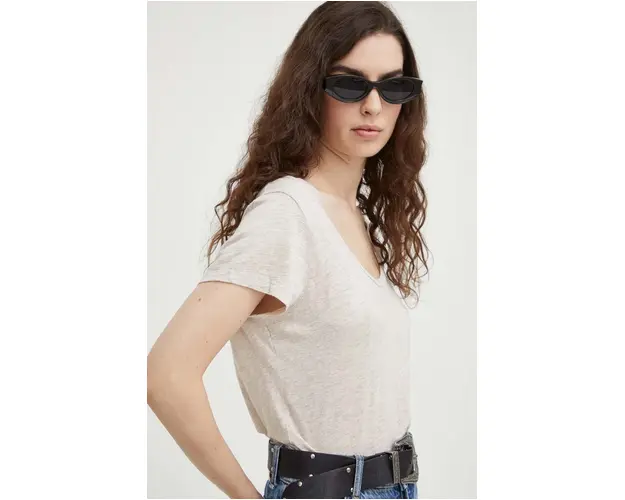 American Vintage tricou femei, culoarea bej